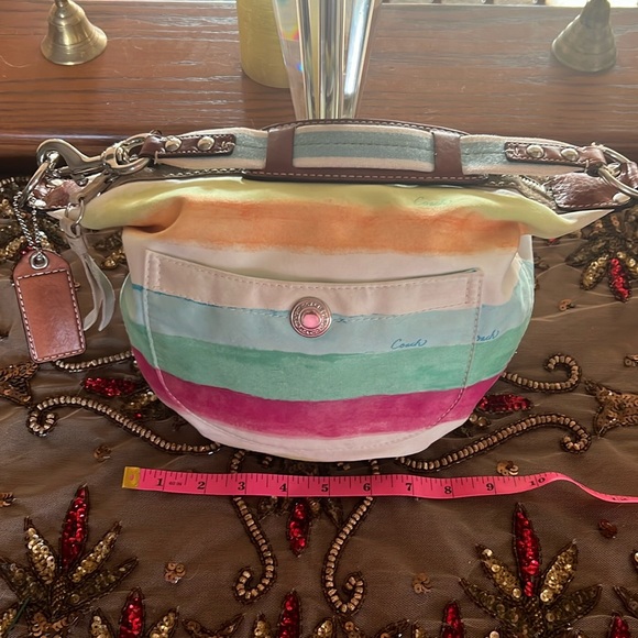 Coach Handbags - EC Vintage Coach Watercolor Hampton Striped Zip Shoulder Hobo Bag Purse
